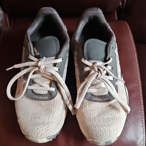 Childrens Adidas Cream and Gray Athletic Shoes
